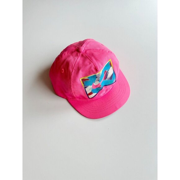 Vintage NIKE YOUTH Neon Pink Purple Graphic Logo Baseball Hat, One Size - Picture 1 of 9